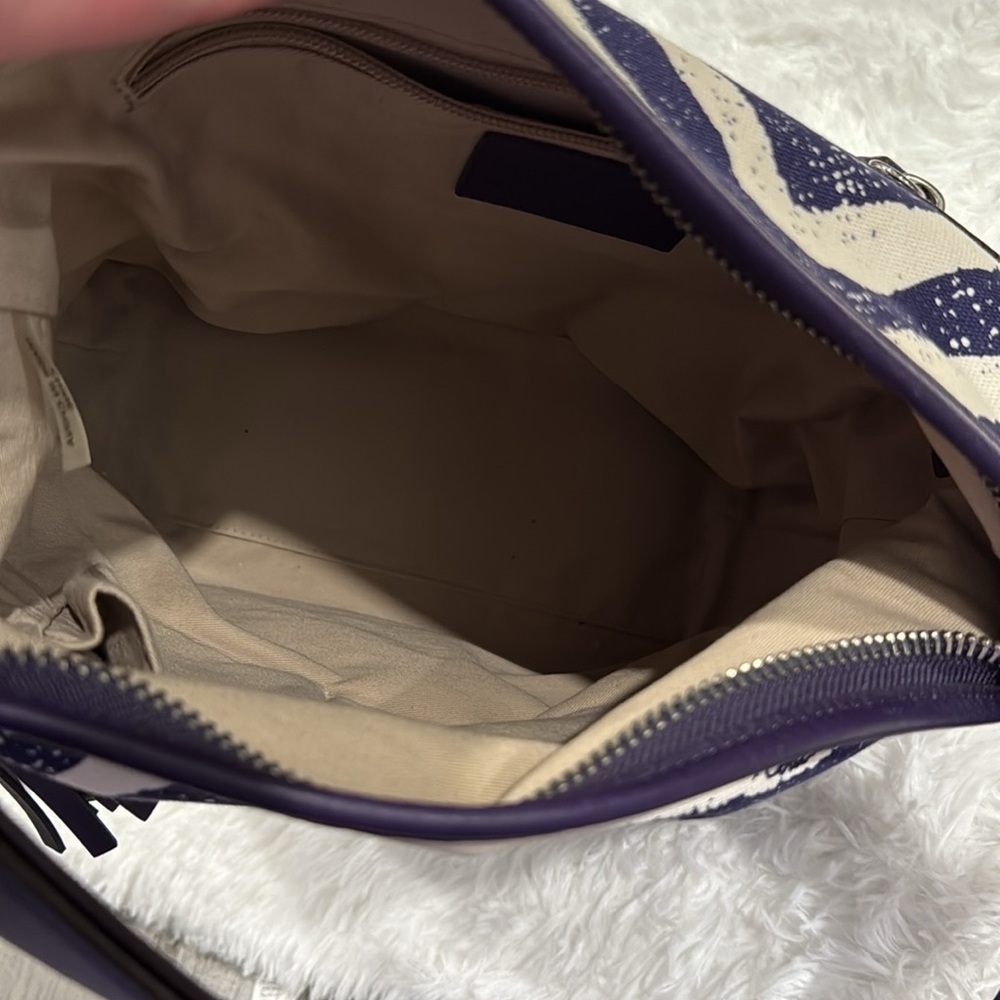 Coach Legacy Zebra Print Leather Trim Duffel Shoulder Bag in SV/Marine - Picture 10 of 16